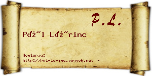 Pál Lőrinc névjegykártya